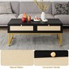 GustoWave 45.6" Coffee Table, Mid Century Modern Center Table with 2 Rattan Drawers & Metal Frame for Living Room - 4 of 4