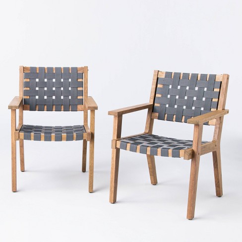 2pk Wood Strapping Patio Club Chairs, Target Threshold Outdoor Furniture