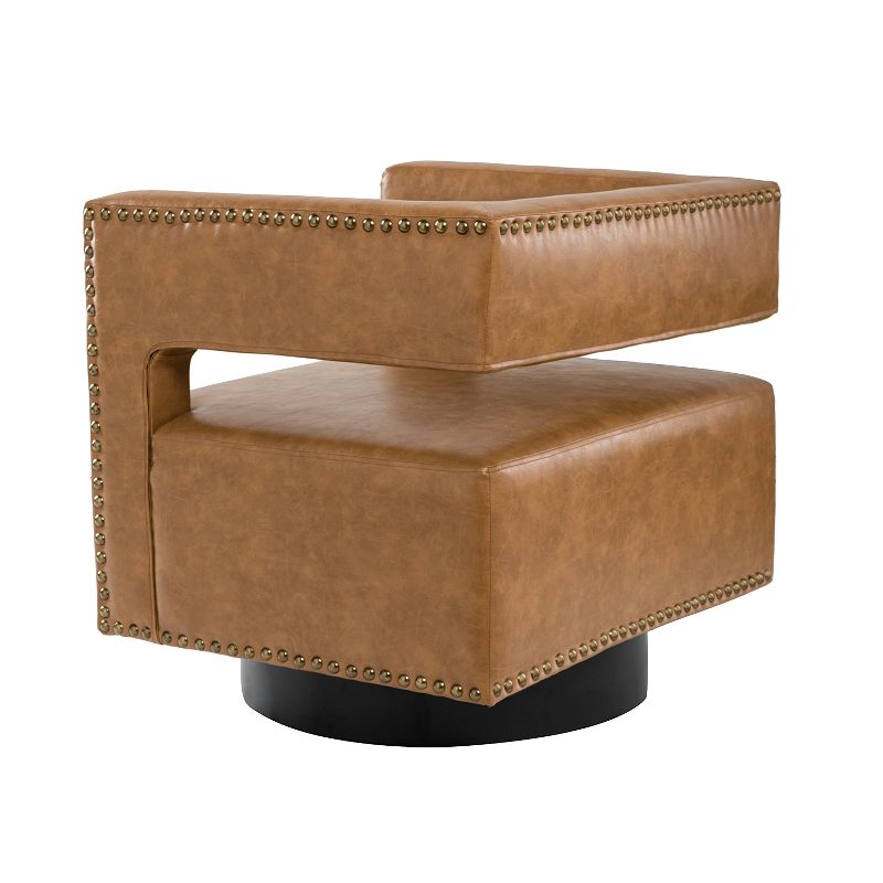 Set of 2 Francesca Comfy Swivel Barrel Chair for Bedroom with Nailhead Trim | ARTFUL LIVING DESIGN, 4 of 10