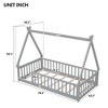 MAYEERTY Twin Tent-shaped Floor Bed with Safety Guardrails Gray - 4 of 4