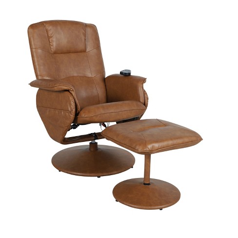 SIMPLE RELAX Brown Artificial Leather Low Back Adjustable Height