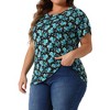 Agnes Orinda Women's Plus Size Short Sleeve Round Neck Casual Country Floral Printed Peasant Tops - 2 of 4