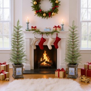 Christopher Knight Home Hugo 4FT Pre-Lit Artificial Christmas Tree with Potted Stand (Set of 2) - 1 of 4