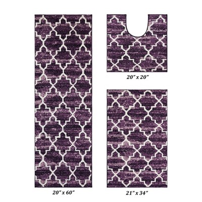 Savio Collection 100% Micro Polyester 3 Piece Bath Rug Set - Better Trends