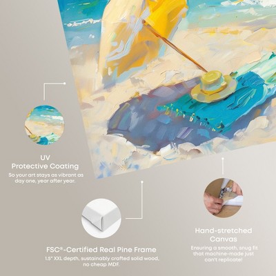 Morning Beach View Colorful Coastal Canvas Wall Art, 24" x 16"