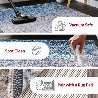 Luxurious Striped Shag Blue Multi 4' x 6' Area Rug
