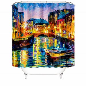 Abstract Venice Night Shower Curtains for Bathroom Waterproof Fabric Bath Curtain Durable Soft Stylish Bathroom Decor 72x72 Inch - 1 of 1