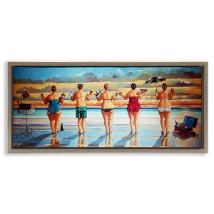 Stupell Industries Beach Friends Coastal Summer Fun Floating Frame Canvas Art, Brown, 25" x 11" - 1 of 4
