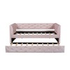 NicBex Twin Size Upholstered Velvet Tufted Daybed with Trundle and Storage Pocket for Bedroom,Living Room,Apartment - 4 of 4