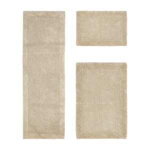 Edge Bath Rug 100% Premium Cotton Ultra-Soft Water Absorbent Tufted Solid Reversible 3 Piece Bathroom Rug Set for Machine Washable Bathmat - 1 of 4