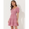 Allegra K Women's Square Neck Ruffle Sleeve Smocked Back Tiered Flowy Dress - 3 of 4