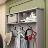 Famapy Wood 3-in-1 Hall Tree Bench with Double Hooks and Shelves  Gray - 4 of 4