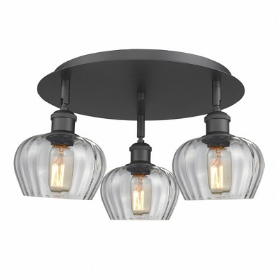 Fenton - 3 Light Flush Mount In Art Deco Style-8 Inches Tall and 18.25 Inches Wide