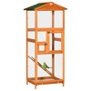 Akoasm 65 Inch Wooden Parakeets Parrot Bird Cage & Bird House With Pull Out Tray And 2 Doors-Orange - 3 of 4