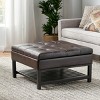 FONTOI Ottomans and Benches Cushioned Square Storage Ottoman with Bottom Rack Polyester Large Ottoman for Living Room, Brown, 31"*31"*17.75" - 4 of 4