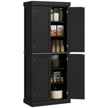 HOMCOM Freestanding Modern 4 Door Kitchen Pantry, Storage Cabinet Organizer with 6-Tier Shelves, and 4 Adjustable Shelves