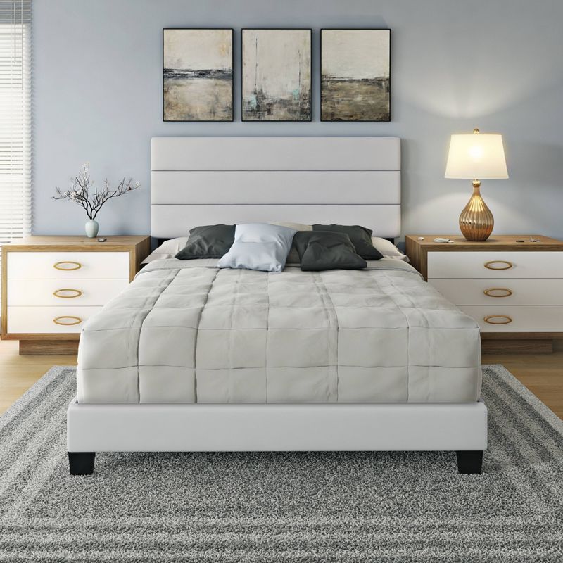 Luxembourg Faux Leather Channel Upholstered Platform Bed - Eco Dream, 6 of 13