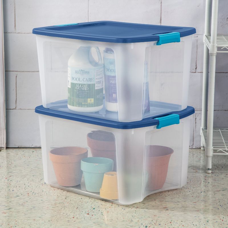 Sterilite 18 Gal Latch & Carry Clear with Blue Lid and Blue Latches, 5 of 14