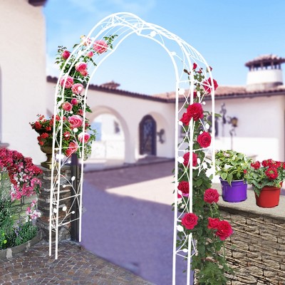 VisioGear Arbors and Trellises, Garden Arch Trellis for Climbing Plants Outdoor Flower Support, White, 59"*15.3"*98.4"