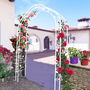VisioGear Arbors and Trellises, Garden Arch Trellis for Climbing Plants Outdoor Flower Support, White, 59"*15.3"*98.4" - 1 of 4