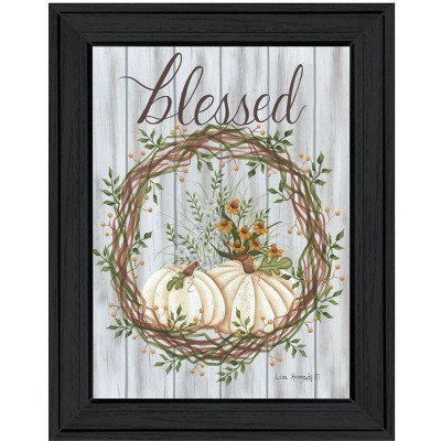 HomeRoots Blessed Wreath Black Framed Print Wall Art