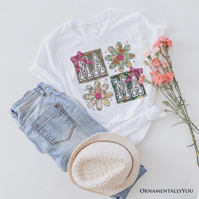 Floral Mama Coquette T-Shirt, White and Natural Boho Tee for Sweet and Stylish Moms| OrnamentallyYou