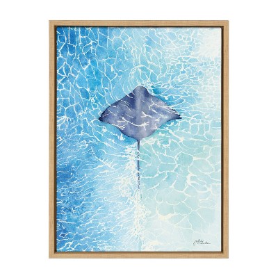 Natural Coastal Stingray Print on Canvas with Polystyrene Frame