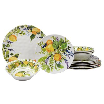 12pc Lemon Zest Melamine Dinnerware Set - Certified International : Target