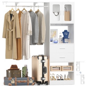 Aheaplus 20"-60" Closet System with Visualize Cabinet Door and Wooden Drawers - 1 of 4