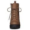 Allegra K Women's Chunky Heel Platform Ankle Boots | Round Toe Lace Up With Side Zip | Heel 4 1/8", Platform 1 1/8"