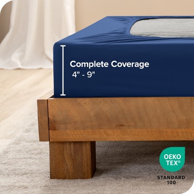 Twin Dark Blue Polyester Stretch Box Spring Cover
