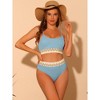 Elerevyo Women's High Waisted Ribbed Adjustable Spaghetti Straps Push Up Swimsuit Bathing Suits 2 Pcs - 4 of 4