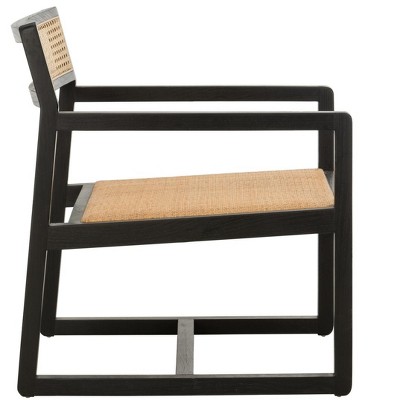 Black and Natural Wood Cane Accent Arm Chair