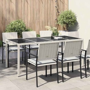 Garden Dining Table White 74.8" x 35.4" x 29.5" Poly rattan - 1 of 4