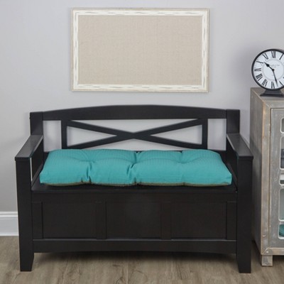 Teal Tufted 36" Indoor Bench Cushion with Non-Slip Gripper