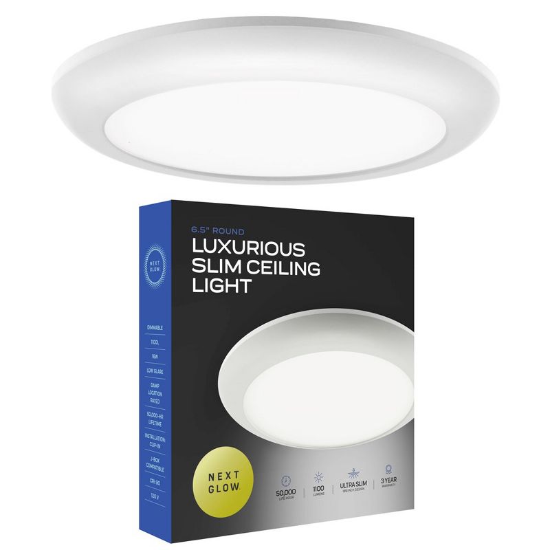 Next Glow Ultra Slim 5" LED Ceiling Light Fixture, 4000K Round Flush Mount Light, 1 of 11