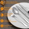 Aoibox 24-Piece Stainless Steel Flatware Set with Steak Knives, Mirror Polished Cutlery for 4, Includes Forks, Knives, Spoons, Dishwasher Safe - 3 of 4