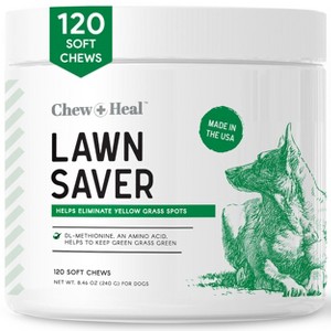 Chew + Heal Lawn Saver, Dog Supplement, Reduces Yellow Spots and Burns on Grass from Urine - 120 Delicious Chews - 1 of 4