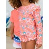 RuffleButts Girls UPF50+ Skirted Flutter Long Sleeve Rash Guard Bikini - 4 of 4