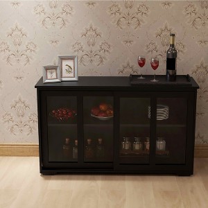MAYEERTY Black Kitchen Storage Cupboard, Glass Door for Display & Organizing - 1 of 4