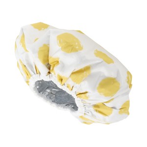 Unique Bargains Women Durable Dots Shower Cap Yellow 1 Pc - 1 of 3