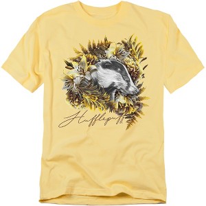 Harry Potter Hufflepuff Floral Badger Mascot Adult T-Shirt - 1 of 4