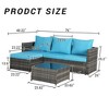 3-Pieces Outdoor Patio L-Shaped Sectional Sofa Set with Glass Coffee Table - 4 of 4