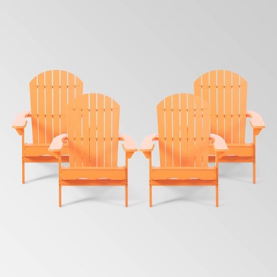 Hanlee 4pk Acacia Wood Folding Adirondack Chairs - Tangerine - Christopher Knight Home