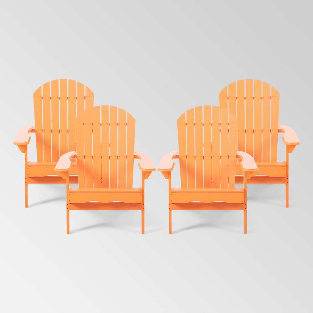 Hanlee 4pk Acacia Wood Folding Adirondack Chairs - Tangerine - Christopher Knight Home