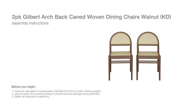 2pk Gilbert Arch Back Caned Woven Dining Chairs Walnut - Threshold&#8482; designed with Studio McGee, 2 of 12, play video