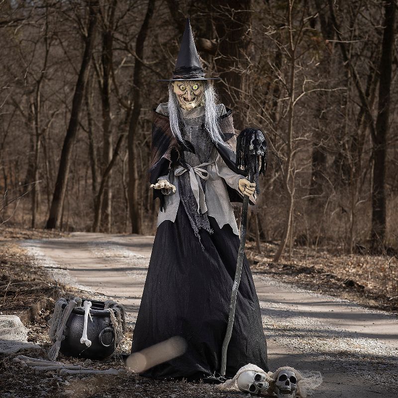 Seasonal Visions Animated Lunging Haggard Witch Halloween Decoration - 6 ft - Black, 2 of 3