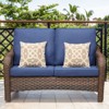 Buenhomino Patio Wicker Sofa Brown Rattan Loveseat Outdoor Couch with Cured Armest & Water Resistant Cushions Sofa for Balcony Backyard Poolside - 2 of 4