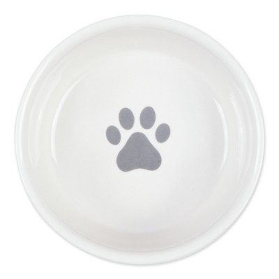 Gray Ceramic Pet Bowls with Non-Skid Silicone Base, Set of 2