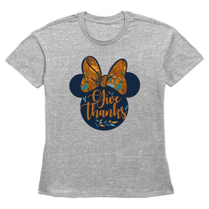 Women's Minnie Mouse Give Thanks Fall Silhouette T-Shirt, 1 of 4